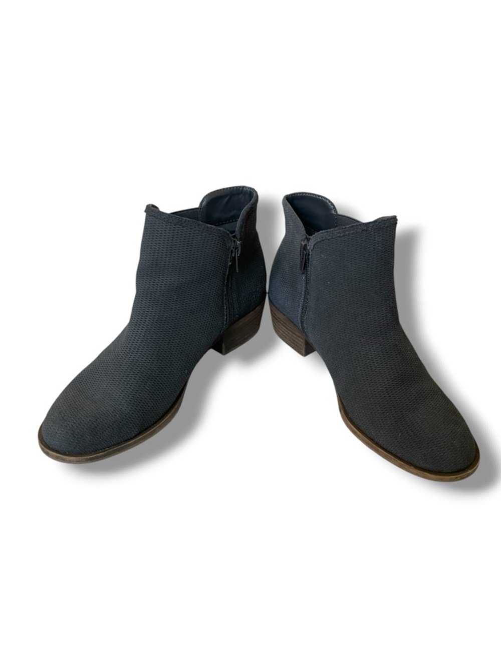 Kensie Gerona Black Ankle Boots Women’s Leather Textured Low Heel Booties - Picture 3 of 10